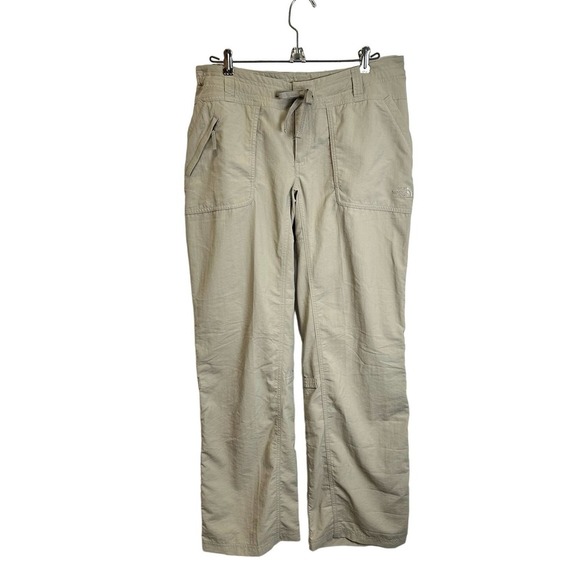 The North‎ Face Hiking Long Pants Women’s 8 (32x32) Khaki Nylon Camping Pull on - Picture 1 of 9